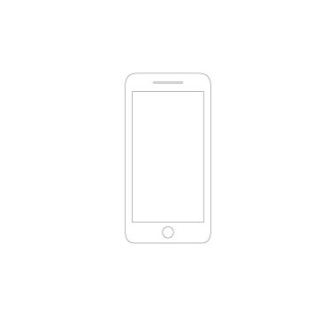 iphone tarzı hisse senedi vektör çizim beyaz zemin üzerine Smartphone anahat simgesini