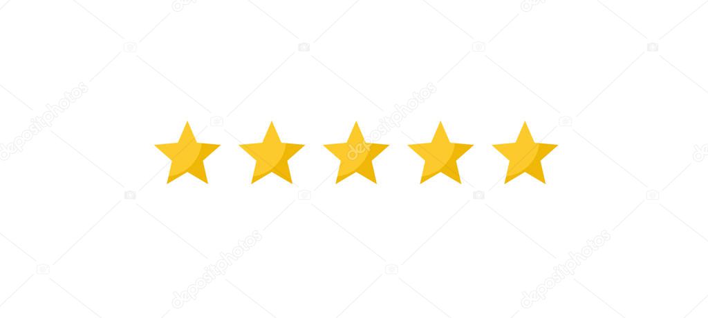 Five stars customer product rating review flat icon for apps and websites on white background