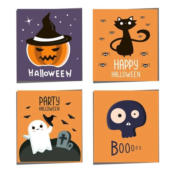 Halloween Postkarten Set Vektor Flyer Zur Halloween Party Halloween Banner — Stockvektor