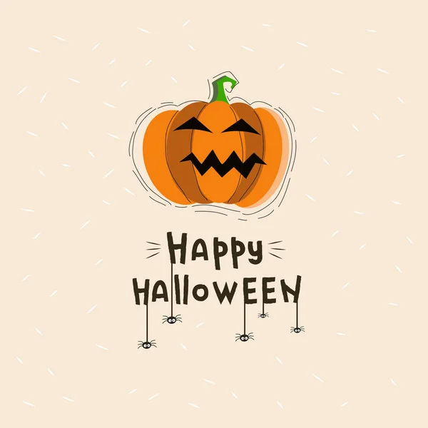 Happy Halloween Vector Illustration Lettering Pumpkin Happy Halloween Postcard Orange — Stock Vector