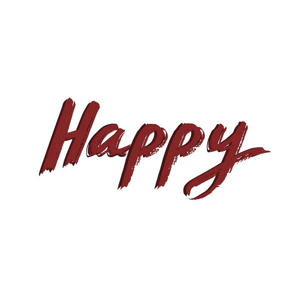 Happy Text Banner Feliz Rojo Lettering Vector Happy Calligraphy Rojo — Vector de stock