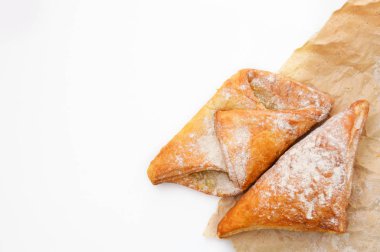 Tatlı pişirme ürün Kraft kağıt üzerinde. Gıda fotoğraf. Kabartma ürün ile banner