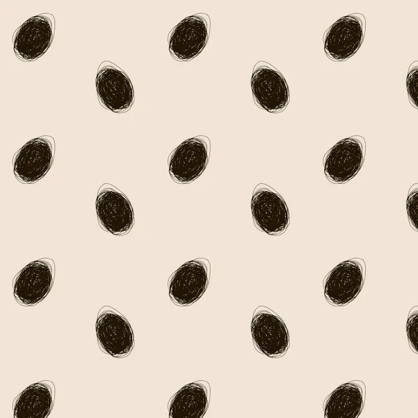 Vektör desen. Arka plan beyaz arka planda siyah yuvarlak fırça darbeleriyle. Tek renkli elle çizilmiş doku. Şık puantiyeli