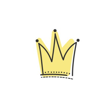 Illustration of the yellow crown in Doodle style. Hand drawn Vector sketch. EPS 10 clipart