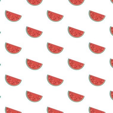 Beyaz bir arka plan üzerinde karpuz parçaları ile Desen. Vektör el ile çizim. Doodle stili