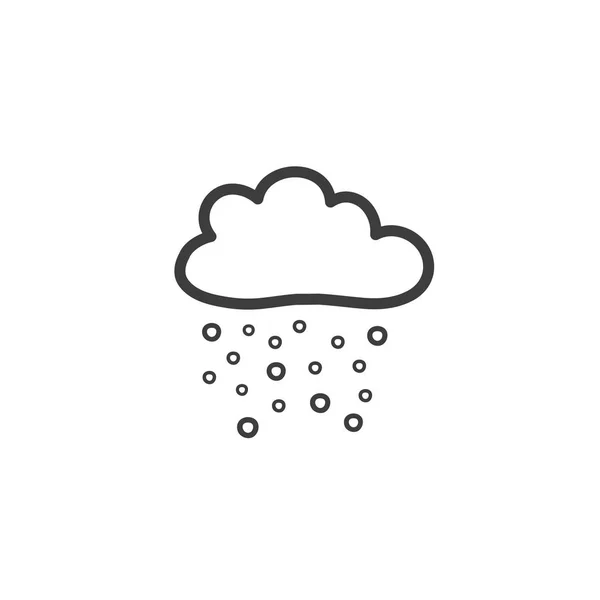 Ein Bild einer Wolke mit Schnee. ein Symbol für verschneites Wetter. Vektorzeichnung von Hand im Stil eines Doodle. — Stockvektor