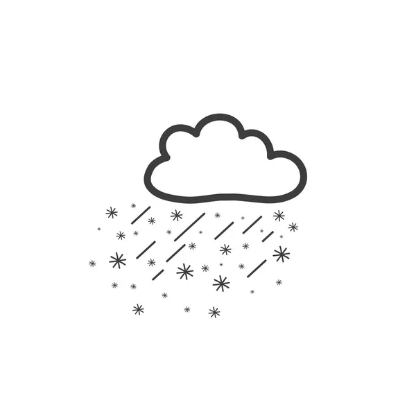 Illustration von Wolken mit Regen und Schnee. Symbol des Wetters. Vektor handgezeichnete Illustration im Doodle-Stil — Stockvektor