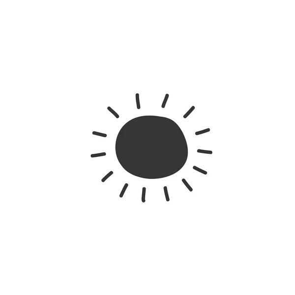 Eine Zeichnung der Sonne im Stil eines Doodle. ein Symbol für sonniges Wetter. Vektorillustration — Stockvektor