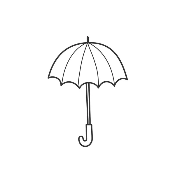 Zeichnen eines Regenschirms im Stil eines Doodle. eine einfache Vektorillustration von Hand. — Stockvektor