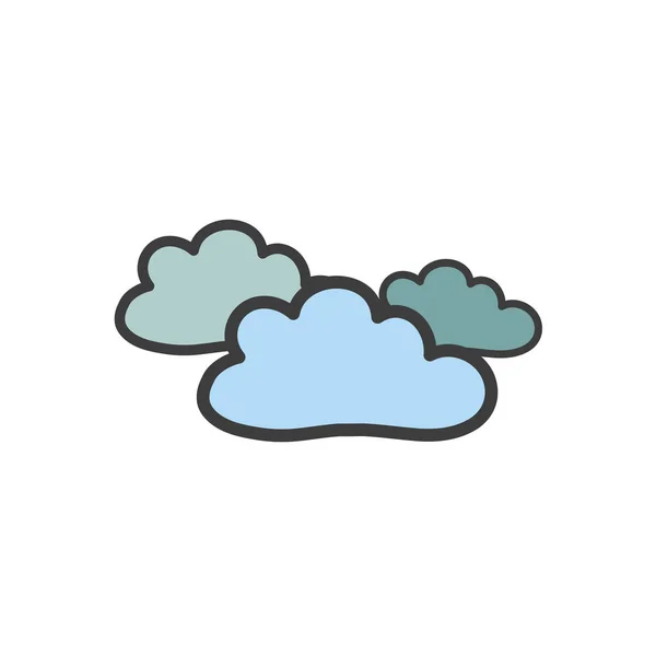 Doodle style three color cloud drawing. Vector drawing by hand. Symbol of the weather. — Stock Vector