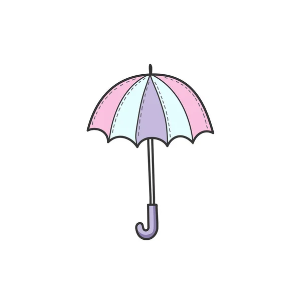 Nakreslením barevného deštníku ve stylu dávky. Jednoduché vektorové ilustrace ručně. — Stockový vektor