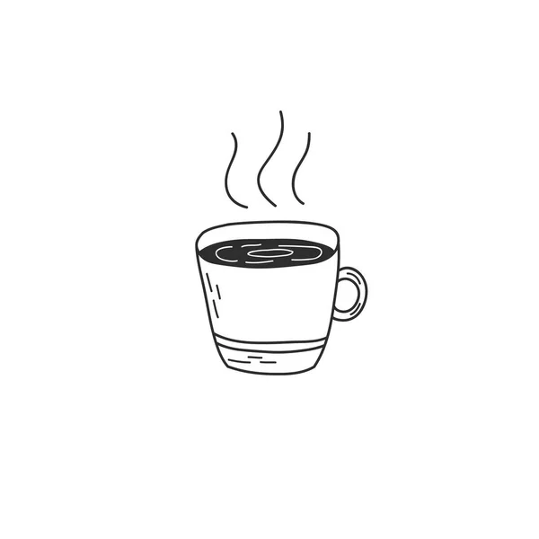 Векторное изображение чашки горячего чая. Рисование каракулей. Рисунок от руки — стоковый вектор