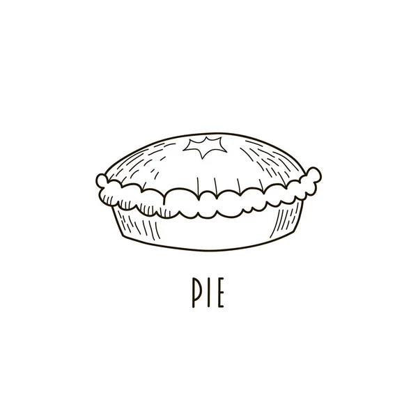 Σκίτσο της πίτας. απεικόνιση του φορέα του ψησίματος. Εικονογράφηση χεριού — Διανυσματικό Αρχείο