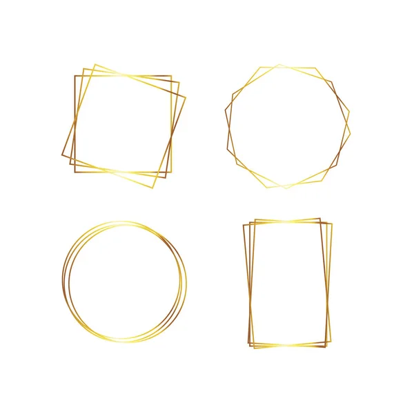 Geometrik çerçeve altın koleksiyonu. Modern soyut öğeler, vektör illüstrasyon, arka planlar üzerinde izole.