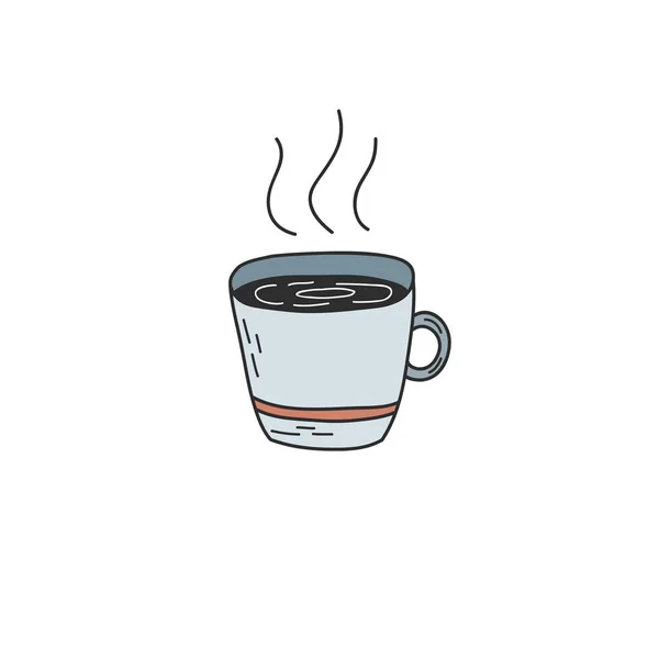 Illustration vectorielle en couleur d'une tasse de thé chaud. Dessin de caniche. Illustration à la main — Image vectorielle