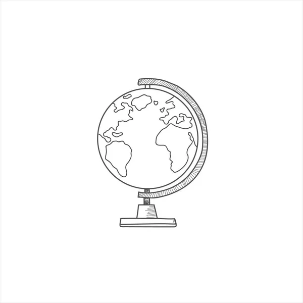 Globus. ein Symbol des Globus. Linearer Vektor, handgezeichnete Illustration. — Stockvektor