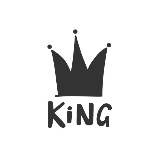 King Vector Lettering Hand Drawn Lettering Poster Design Crown Drawing — Stock Vector