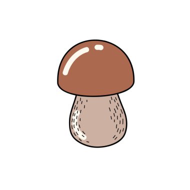 Mantarın vektör rengi çizimi. Doodle tarzı el yazısı çizimi