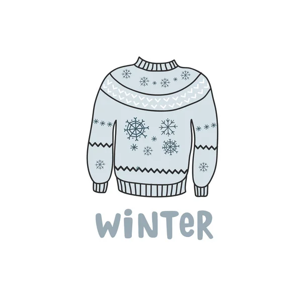 Illustration Eines Blauen Pullovers Farbige Vektor Illustration Von Hand Doodle — Stockvektor