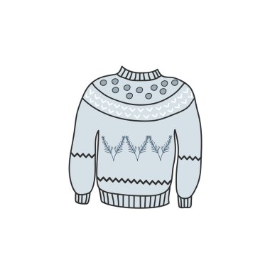 Mavi bir süveterin resmi. Renkli Vektör illüstrasyonuName