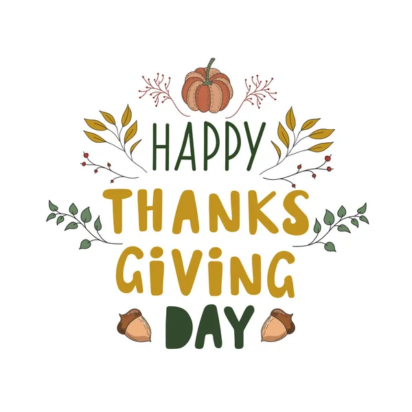 Şükran Günü. Bitkiler, meşe palamudu ve balkabağı renkleri. Tatil kartpostalı