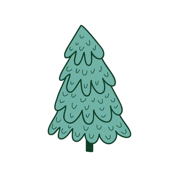 Christmas Tree Vector Hand Drawn Illustration Color Illustration — Stock Vector