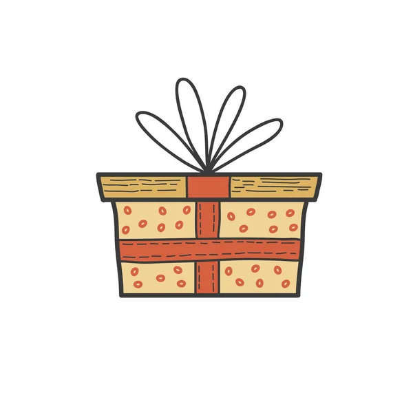 Gift Box Drawing Vector Color Hand Drawn Illustration Doodle Style — ストックベクタ