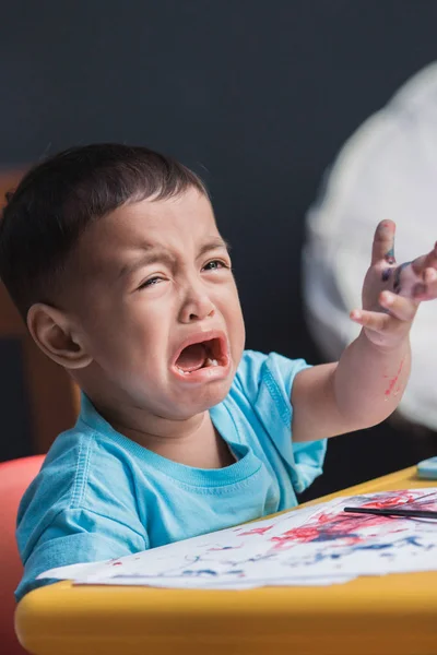 Crying toddler looks sad — Stock Photo, Image