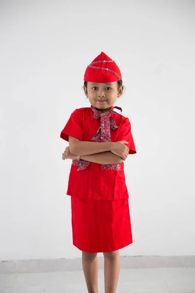 kid with flight attendant stewardess uniform