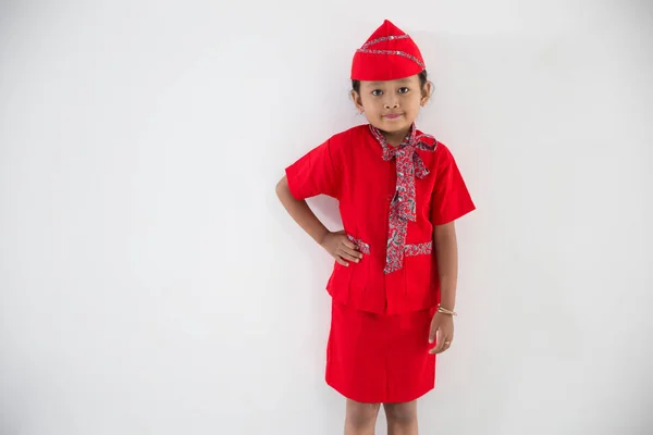 kid with flight attendant stewardess uniform