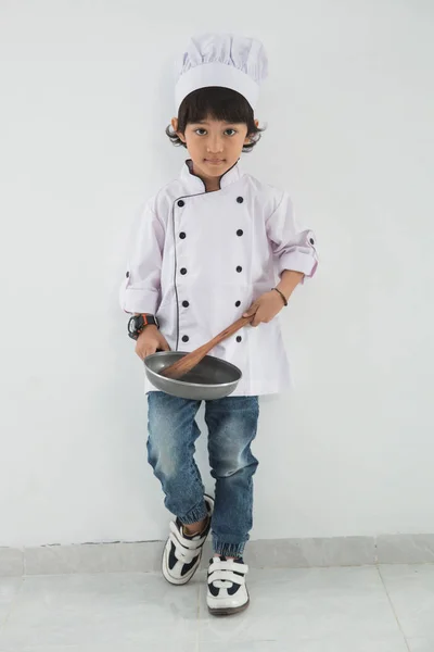 Pequena criança profissão uniforme fingindo ser — Fotografia de Stock