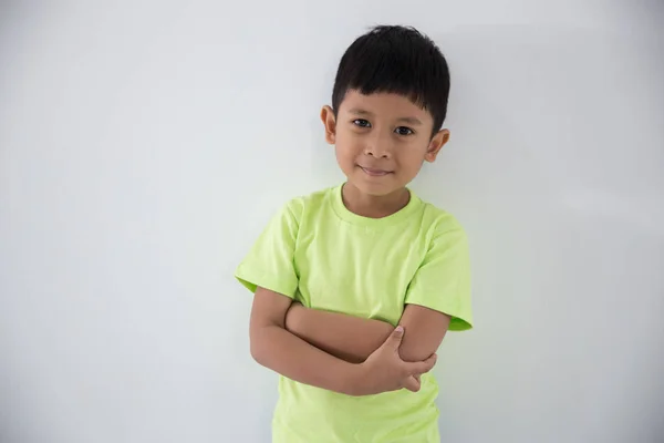 Portrait Asian Adorable Little Boy Studio Smiling Camera — Stock Photo, Image