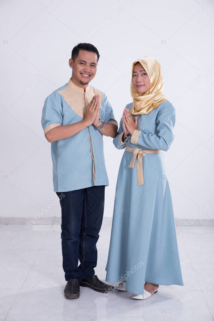 muslim young couple greeting