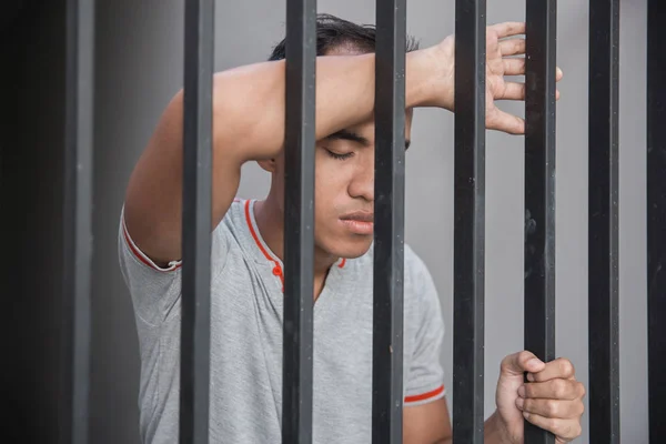 Depressed Young Asian Male Standing Bar — Stock Photo, Image