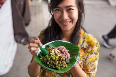 red or brown rice traditional javanese  food clipart