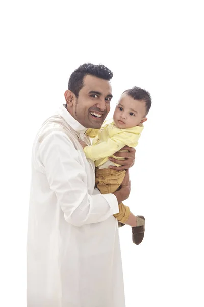 Guapo papá con su lindo hijo — Foto de Stock