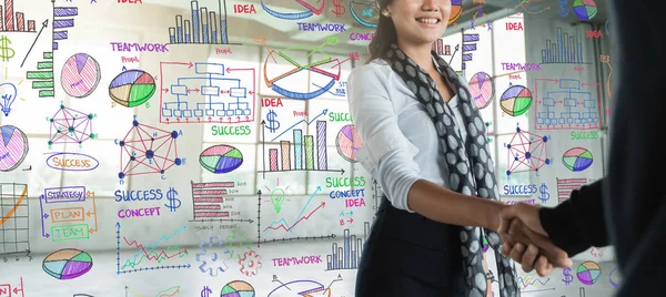 Gesture of woman handshake business deal — Stock Photo, Image