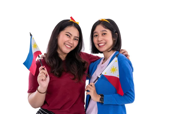 Philippinische Frau mit philippinischer Nationalflagge — Stockfoto