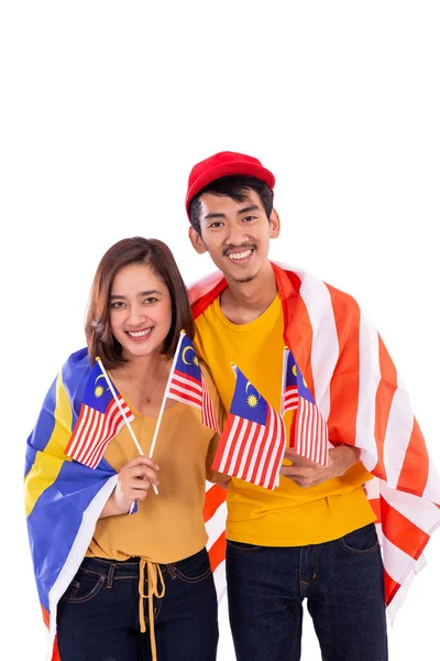 Μαλαισιανά Ζευγάρι εθνική σημαία Μαλαισίας — Φωτογραφία Αρχείου