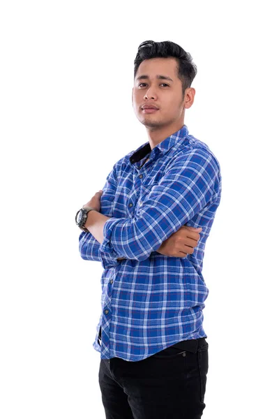 Asian young man looking at camera isolated — Stock Photo, Image