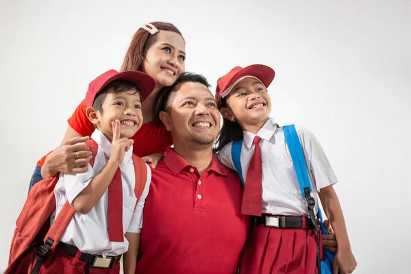 인도네시아의 학생 착용 유니폼 미소 에 카메라 — 스톡 사진