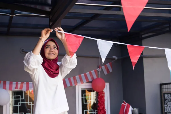 Indonesia hari kemerdekaan dekorasi rumah — Stok Foto