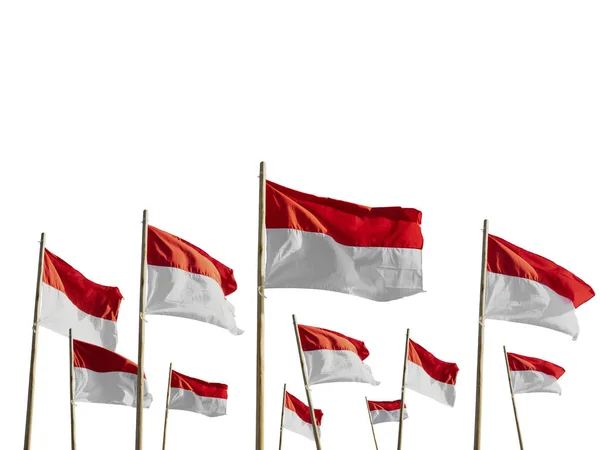 Флаг Индонезии, изолированный над белым — стоковое фото