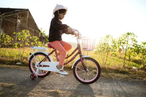 Niño pequeño disfrutar de montar su bicicleta al aire libre —  Fotos de Stock