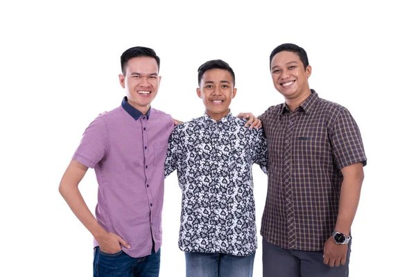 Happy three asian man embrace — Stock Photo, Image