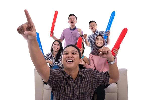 Group of student college university hands up — Stock Photo, Image