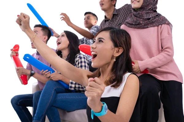 Group of college student support their team — Stock Photo, Image
