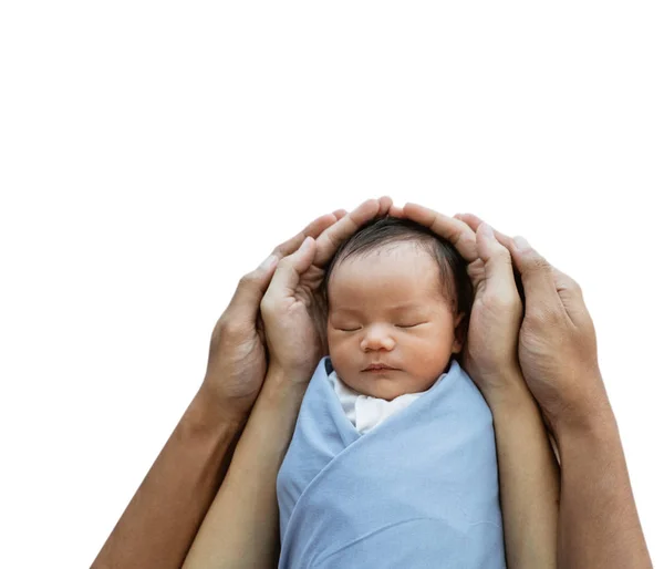 Newborn baby in parent hands protection — Stock Photo, Image