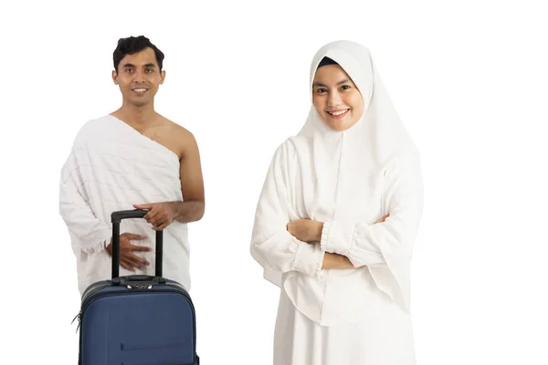 Peregrinos musulmanes hajj y umrah pareja — Foto de Stock