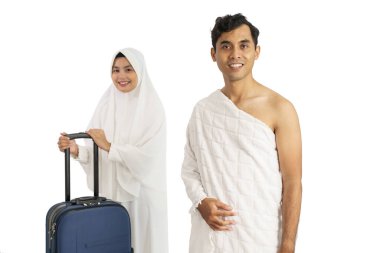 Müslüman hacılar ve umrah çiftler.
